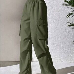 SHEIN Army Green Elastic Waist Pants/ size L
